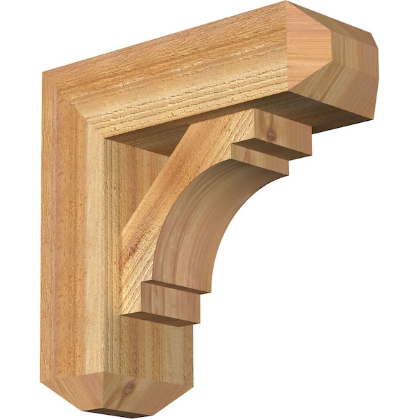 Ekena Millwork Merced Craftsman Rough Sawn Bracket w/ Offset Brace, Western Red Cedar, 6"W x 16"D x 16"H BKT0604X16X16MRC04RWR - main